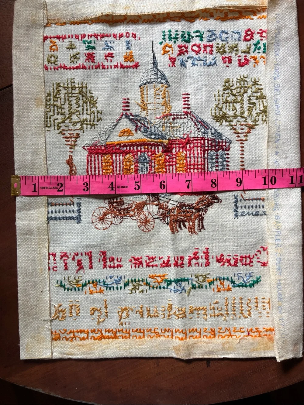 Red Courthouse Embroidered Wall Art — Unbranded